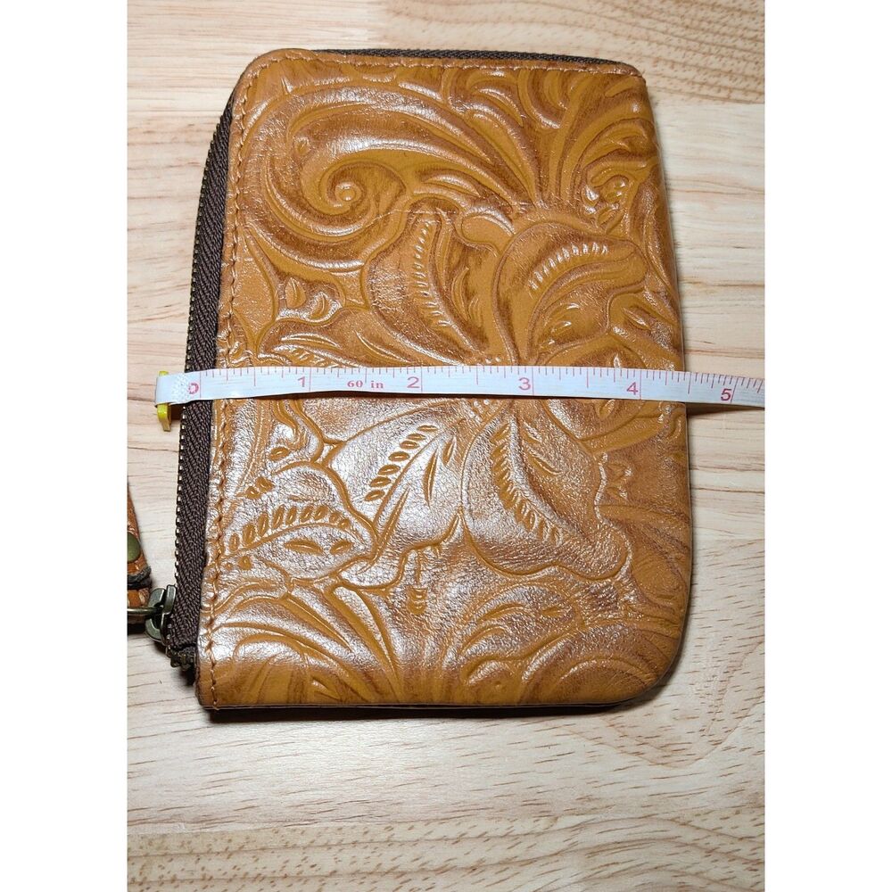 Patricia Nash St. Croce Zip Pouch Wallet Wristlet Tooled Leather Florence Brown - Picture 11 of 11